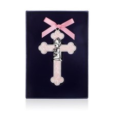 Pink Enamel Baby Wall Cross Praying Girl Christening Dedication Baptism Gift