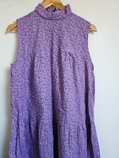 Vintage 80s Handmade Dress Boho Prairie Hippie Long Floral Purple Size 16 18