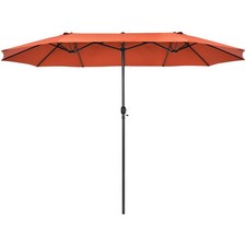 15' Patio Double-Sided Umbrella Crank Outdoor Garden Market Sun Shade Orange