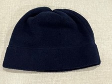 Lands End Unisex Adults One Size Fits All Navy Blue Fleece Beanie Hat Cap