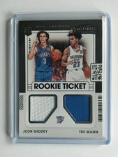 2022 PANINI CONTENDERS DUAL SWATCHES ROOKIE TICKET RT2-OKC JOSH GIDDY / TRE MANN