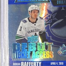 Upper Deck Credentials Debut Ticket Access RC Brogan Rafferty Canucks #82/999