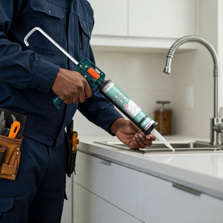 Silicone Caulk Waterproof Sealant Clear Bathroom Kitchen 12 Pack