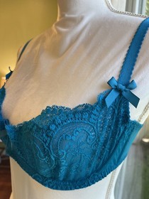 L'Agent Bra by Agent Provocateur 36D Bra Lace Electric Blue Underwire Bows LORNA