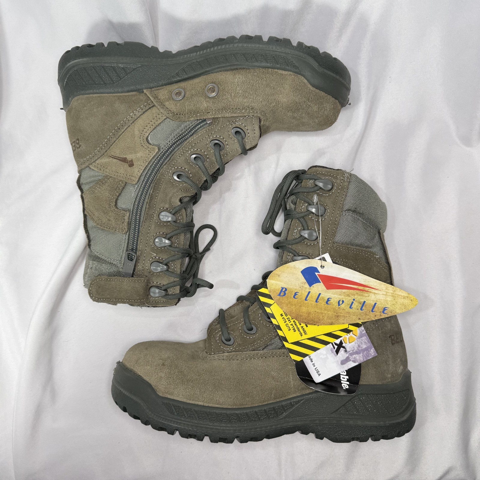 Belleville Military Combat Boots Size 4R 610ZST Steel Toe Zip-up *NWOB*