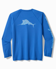 Tommy Bahama Chill Time Surf IslandZone  Rash Guard - Cobalt Craze  New