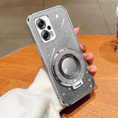 Für Redmi Note 11T Pro TPU Handyhülle mit runder Glitzer Halterung
