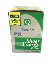 VTG L'eggs Sheer Energy Suntan Size Q  All Sheer 2 pair 1998