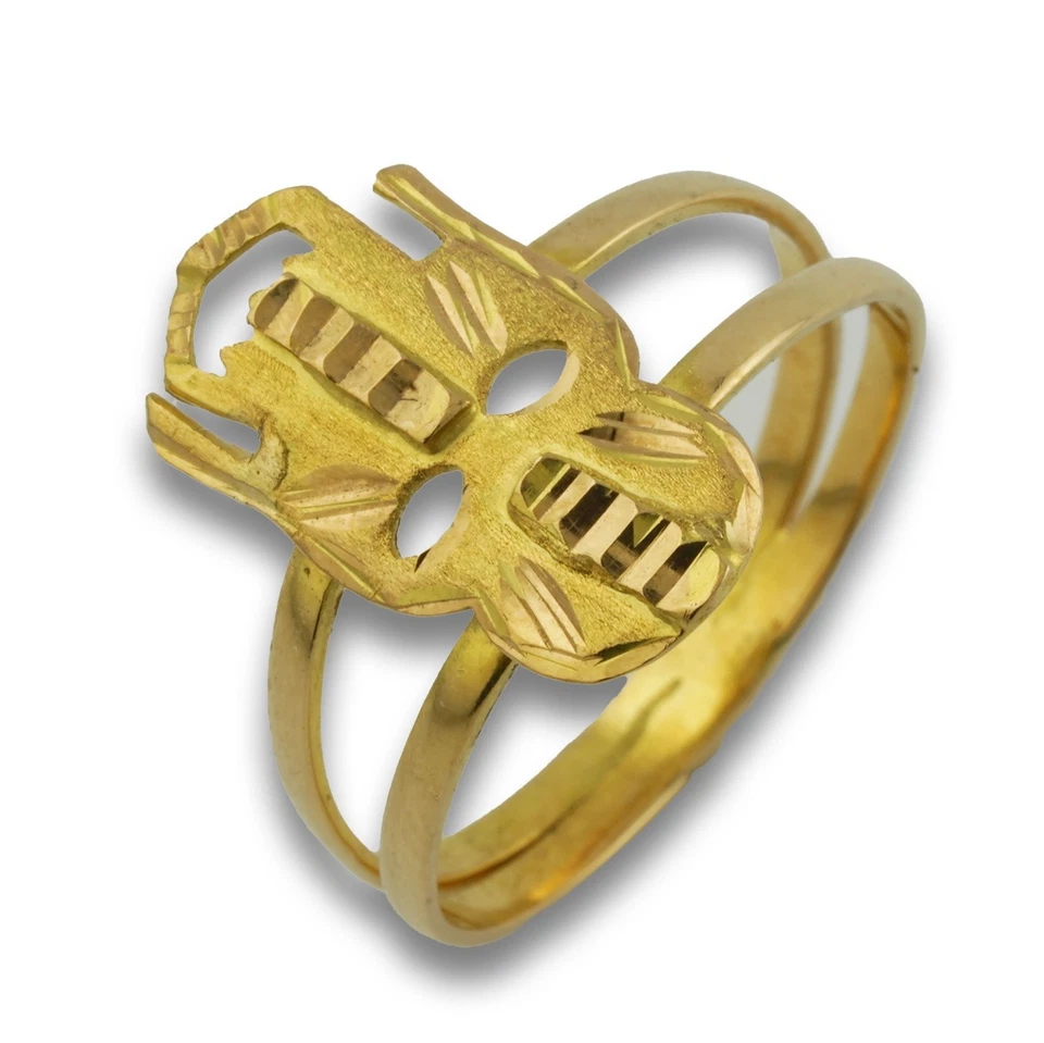 Masken Gold Ring 750 18 Kt Gelbgold Goldring Gr. 56 Damen Helm Edel Wert 750,- - Bild 4 von 4