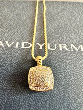 NewDAVlDYurman/Albion18K/Yellow/Gold Cable Chain Necklace 45+5cm w/ Quad Diamond