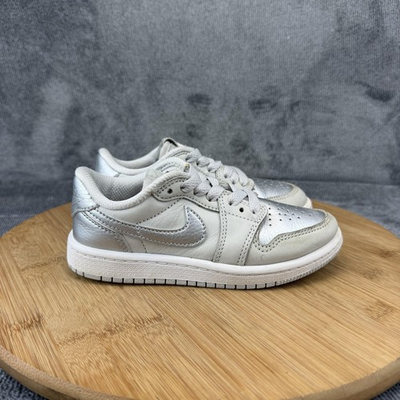 #ad Jordan Air Jordan 1 Low Shoes Boys Size 11C Silver Basketball FQ5436 002 $24.98
