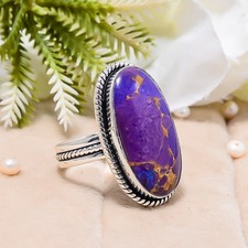 Copper Purple Turquoise 925 Sterling Silver Ring, Christmas Gift, Dainty Ring
