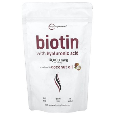 Micro Ingredients, Biotin mit Hyaluronsäure, 365 Weichkapseln