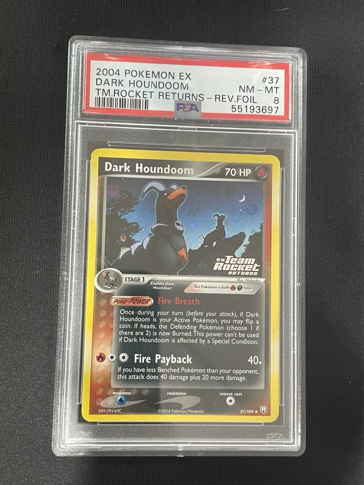 2004 POKEMON EX TEAM ROCKET RETURNS #37 DARK HOUNDOOM-REVERSE FOIL PSA 8