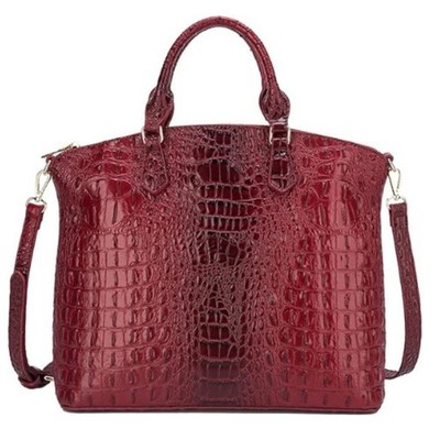 Women's Satchel Shoulder Bag Vegan Leather Crocodile-Embossed Pattern Top Handle