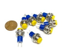 8 Pieces yellow N/C 10mm NORMALLY CLOSED nc 12v PUSH momentary BUTTON SWITCH E1