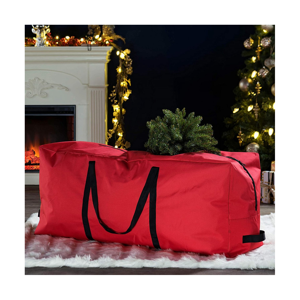 Christmas Tree Bag for Storing Christmas Utensils Red Rectangle