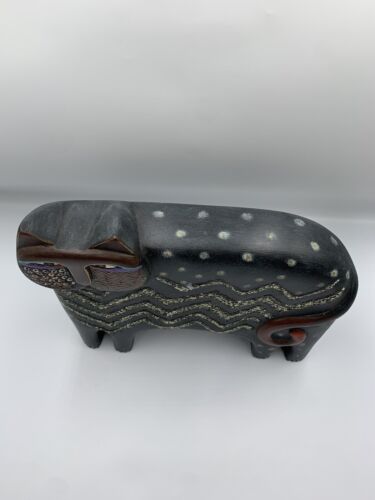 Vintage 1999 Laurel Burch Katze schwarz Chevron Figur Statue Modell Ornament - Bild 4 von 11