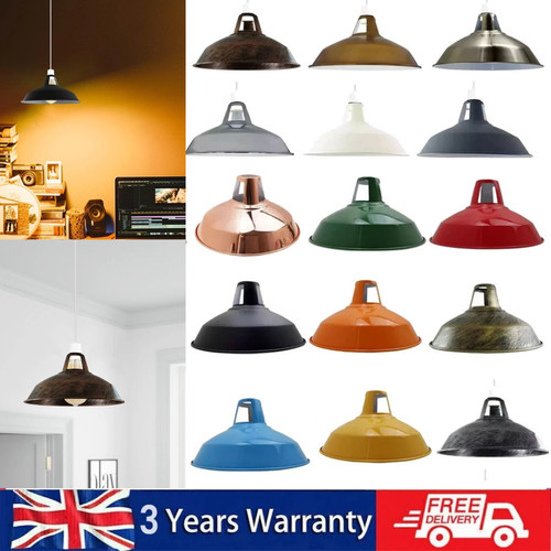 Vintage Retro Pendant Lamp Shade Easy Fit Metal Kitchen Ceiling light Lamp Shade - Picture 1 of 44