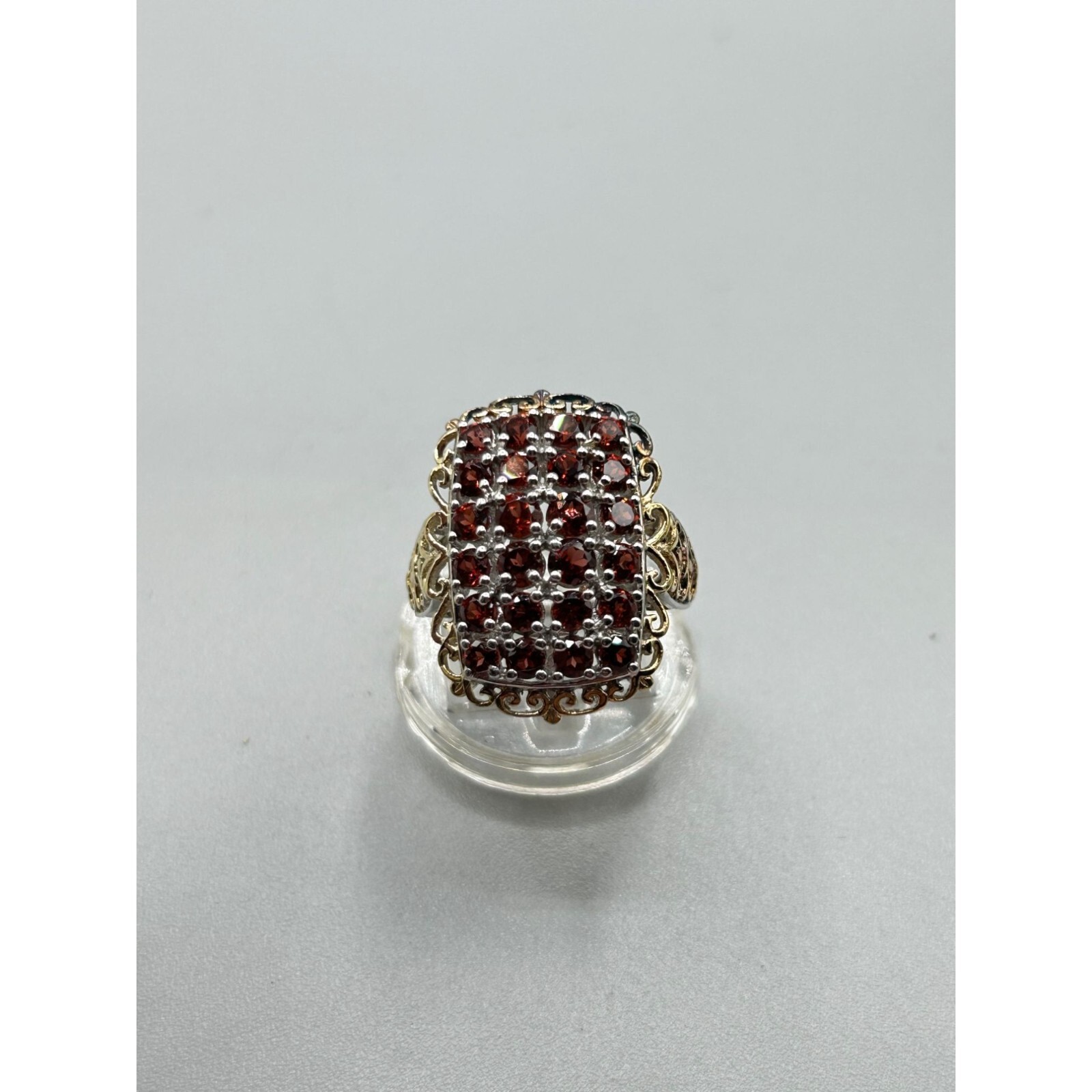 Rectangular Ring with Garnets Size 8 Sterling Sil… - image 4