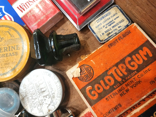 Vintage Junk Drawer Lot Lighter Knife Tin UPPR Flag Advertising Box Tool Atq YD1 - Picture 24 of 24
