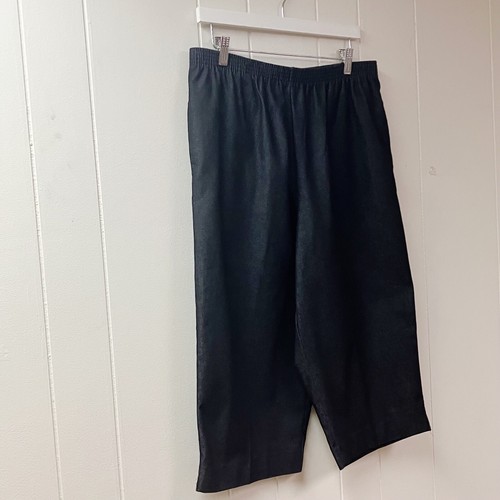 NWT ALFRED DUNNER Women Demin Black Capris SZ 16P Elastic Waist Pockets Stretch - Picture 7 of 8