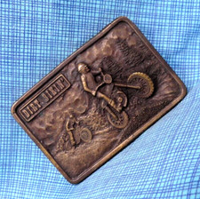 Dirt Bikin Belt Buckle Motorcycle Mud Off Road Racing Vtg 70s Bergamot  .QRT227