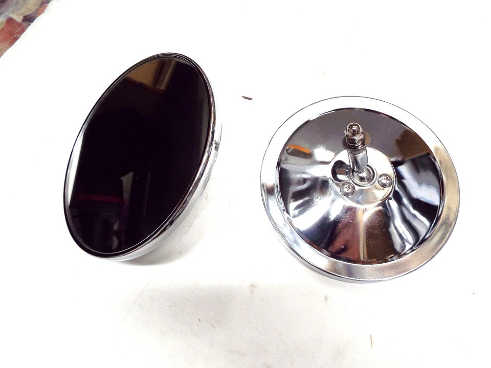 Chrome Ribbed Round Mirrors For 1947-1972 Chevy/GMC Trucks - Set Of 5 | 5" Exterior Door Mirrors