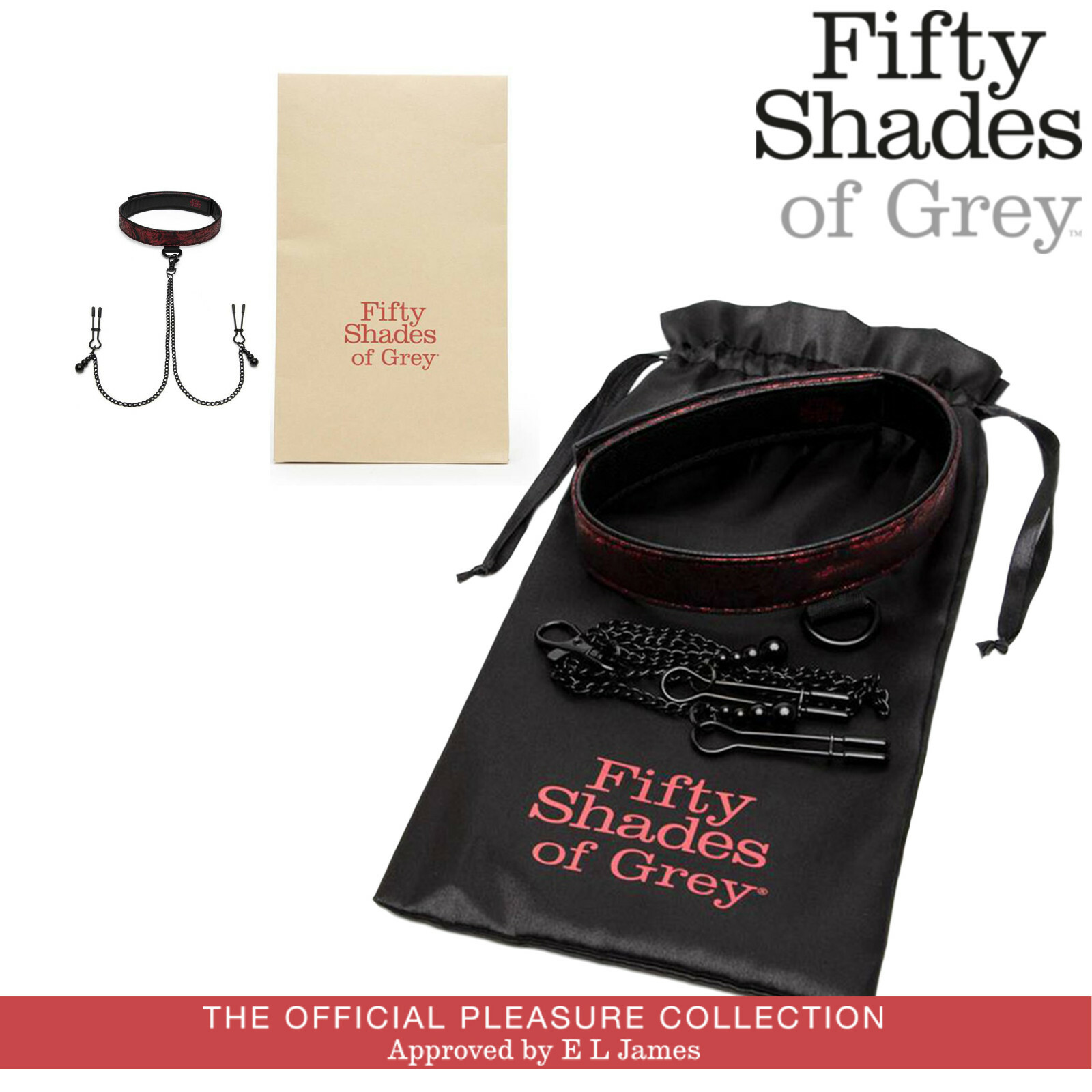 Fifty Shades of Grey Collare e Pinzette Collar Nipple Clamps Sweet Anticipation