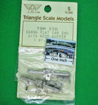Triangle Scale Models S #230C D&RGW Flat Car End w/ ''Wood'' Buffer Plate & Covers