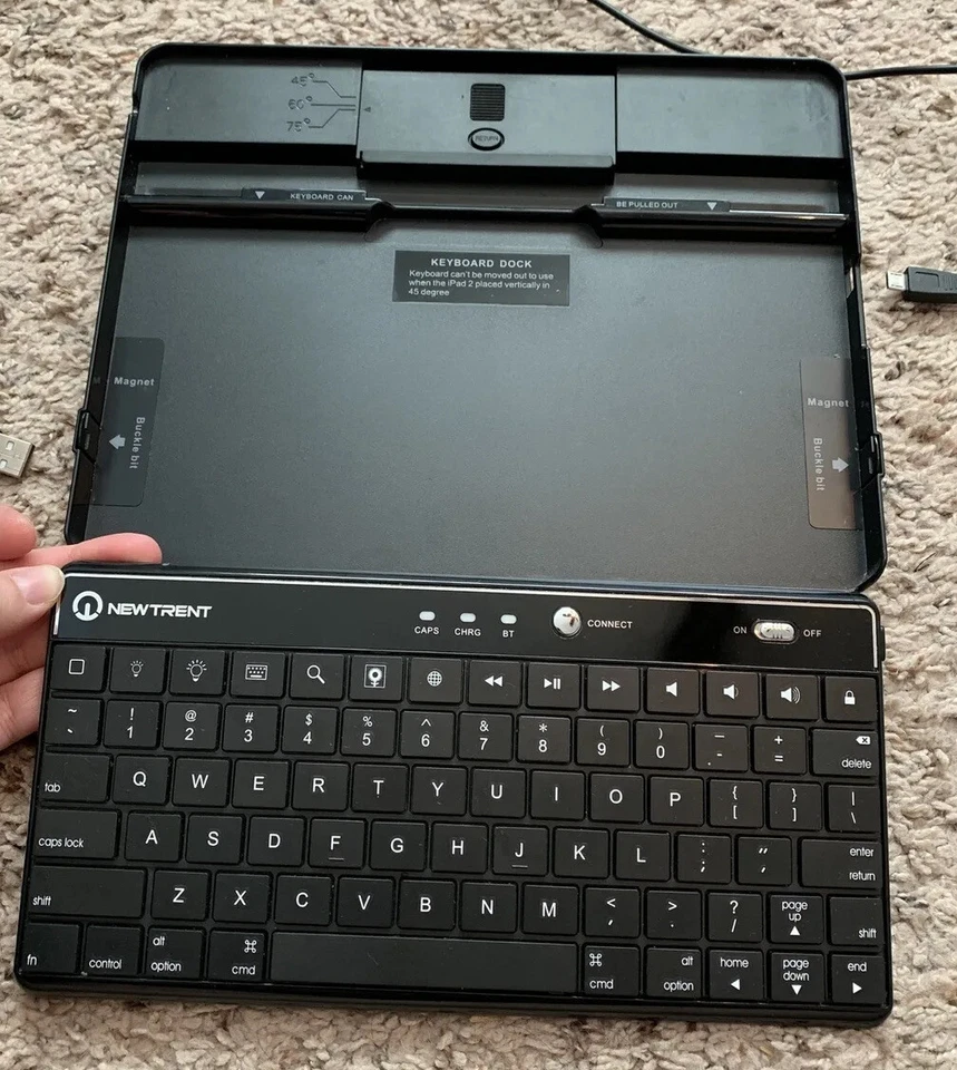 Nuevo teclado inalámbrico para iPad Trent negro - probado y funcionando con acorde de conexión Foto 2 de 4