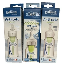 Dr. Brown’s Anti-Colic 4oz Bottles w/ Level 1 Nipples Lot of 3 Brand New