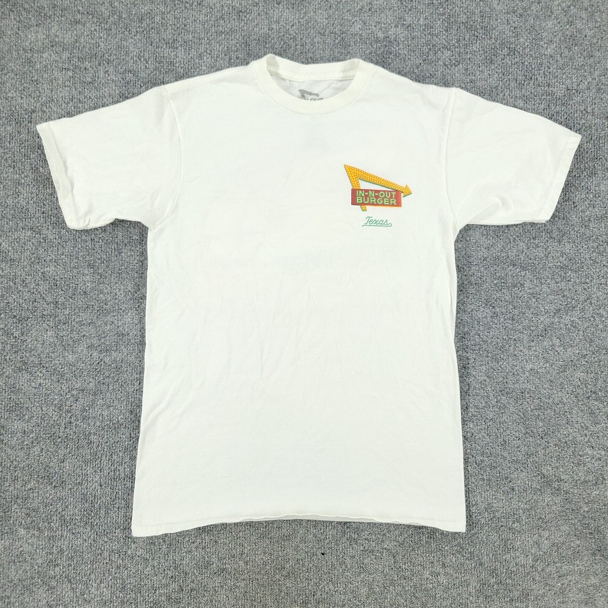 In-N-Out Burger Shirt Men Small White Texas Logo Graphic Crew Neck