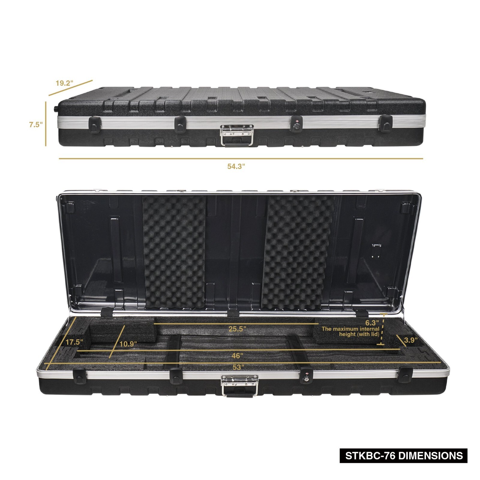 Sound Town Lightweight 76-Note Keyboard Case w/ TSA Locking Latches (STKBC-76)