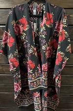Vince Camuto Black Floral Hi-Low kimono Size O/S/U