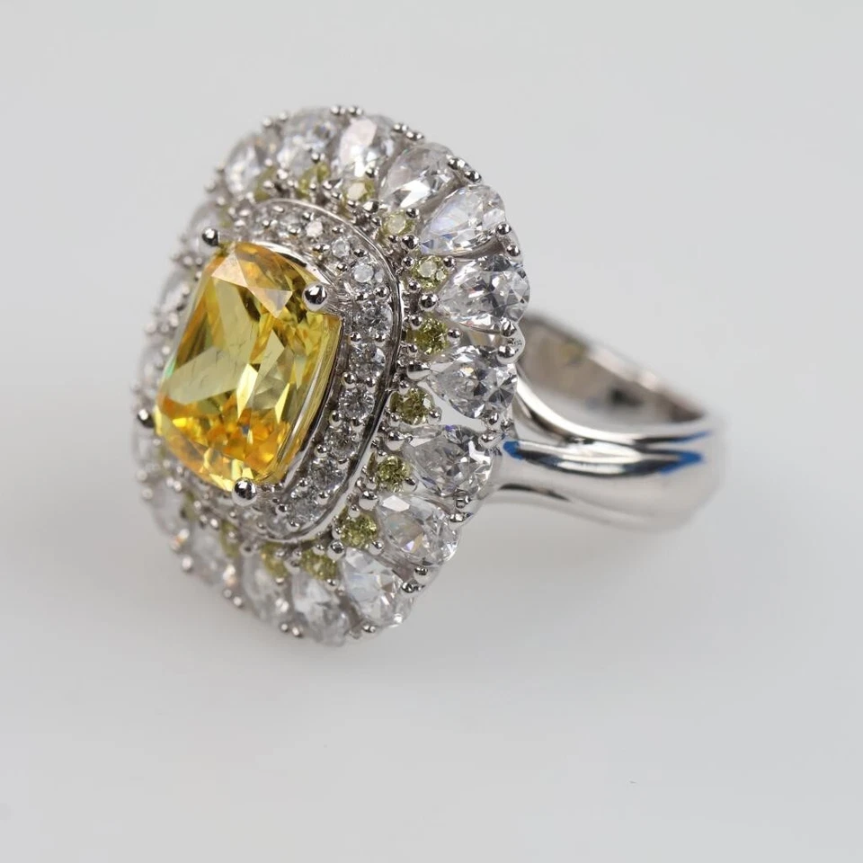 Anillo Victoria Wieck Beverly Hills plata esterlina gema amarilla canaria Foto 3 de 4