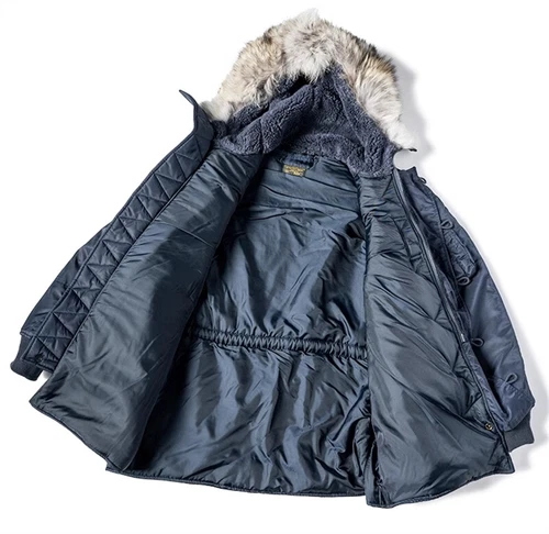 Parka Fliegerjacke dunkelblau kaltes Wetter Fellkapuze - Bild 10 von 31