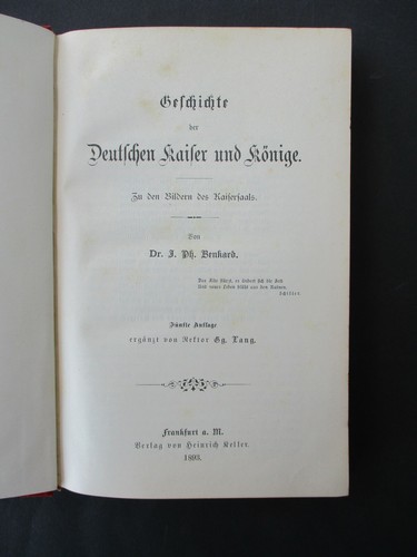 Benkard GESCHICHTE DER DEUTSCHEN KAISER UND KÖNIGE Frankfurt Römer 1893 - Picture 3 of 4