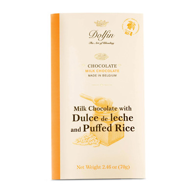 Dolfin 37% Milk Chocolate Bar with Dulce de Leche & Puffed Rice Belgium