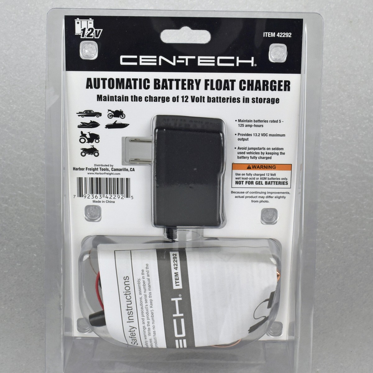 NEW Cen-Tech 12V Automatic Battery Float Charger Model 42292 Car