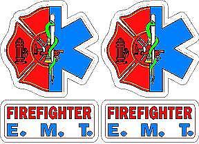 EMT Firefighter Helmet Decal Set (2) Reflective Rescue Sticker SOL Maltese - Picture 1 of 3