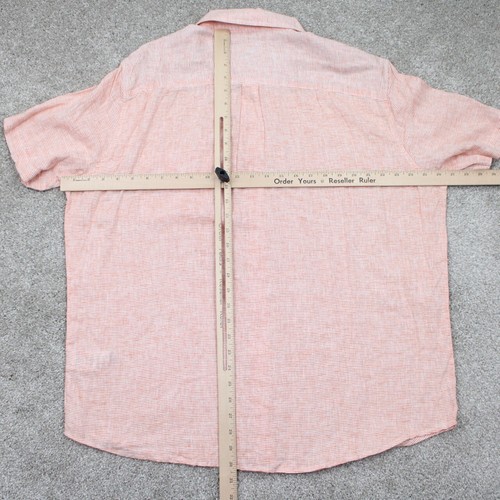 Chaps Coastland Wash Linen Blend NWT Mens XL Orange/White Striped S/S Button Up - Picture 11 of 14