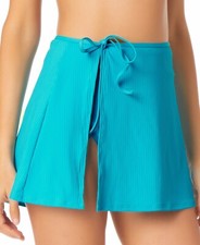 California Waves Juniors Blue Ribbed Sarong Skirt Cover-Up - M - Blue