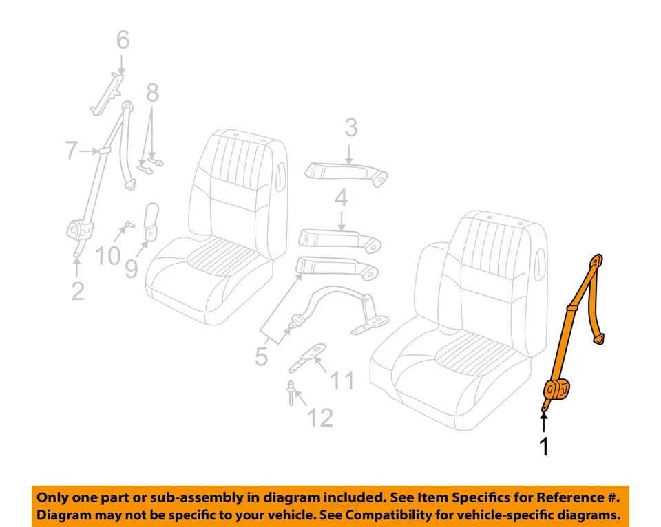 Used Front Left Seat Belt Front fits: 2003 Chevrolet Impala bucket and bench dri - Изображение 3 из 4
