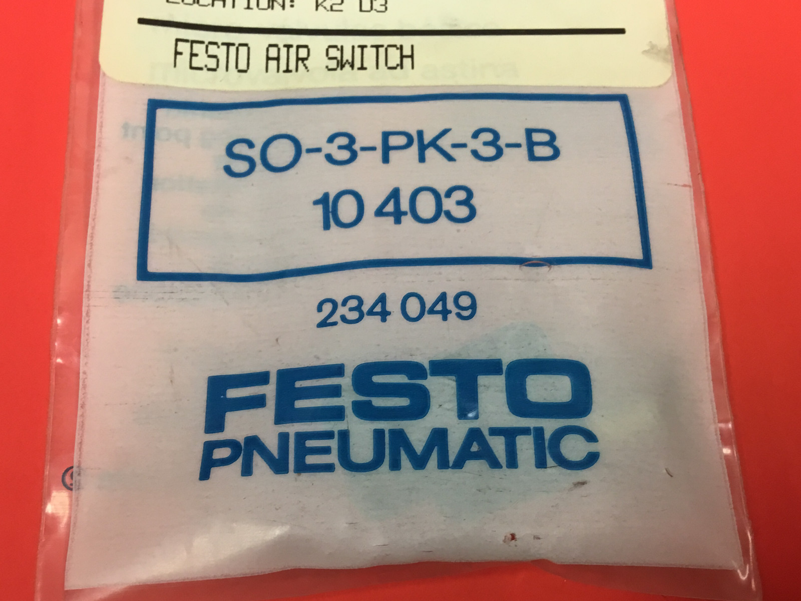 FESTO - P/N: SO-3-PK-3-B - Air Switch - NEW