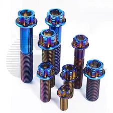 Titanium T50 Torx Head Flange Bolt Burning Blue M10 x 25-85mm Motorcycle E-Bike