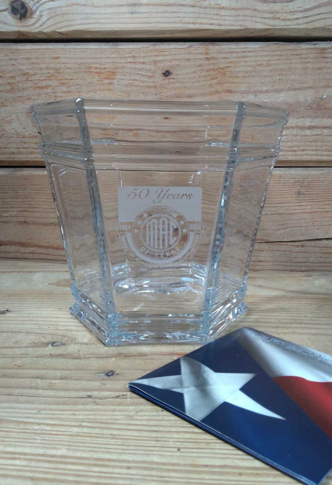 Tiffany Crystal Commemorative Vase 50 Anniversary MAC TX Municipal Bond Council
