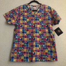 Dickies Size XS Nursing Medical Nurse Scrub Shirt Top Print Frogs