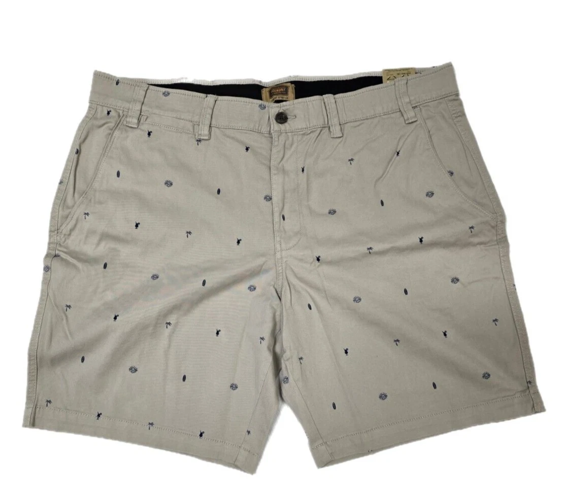Foundry Supply Mens Khaki Flat Front Short Comfort Stretch 46 Tropical Theme NWT