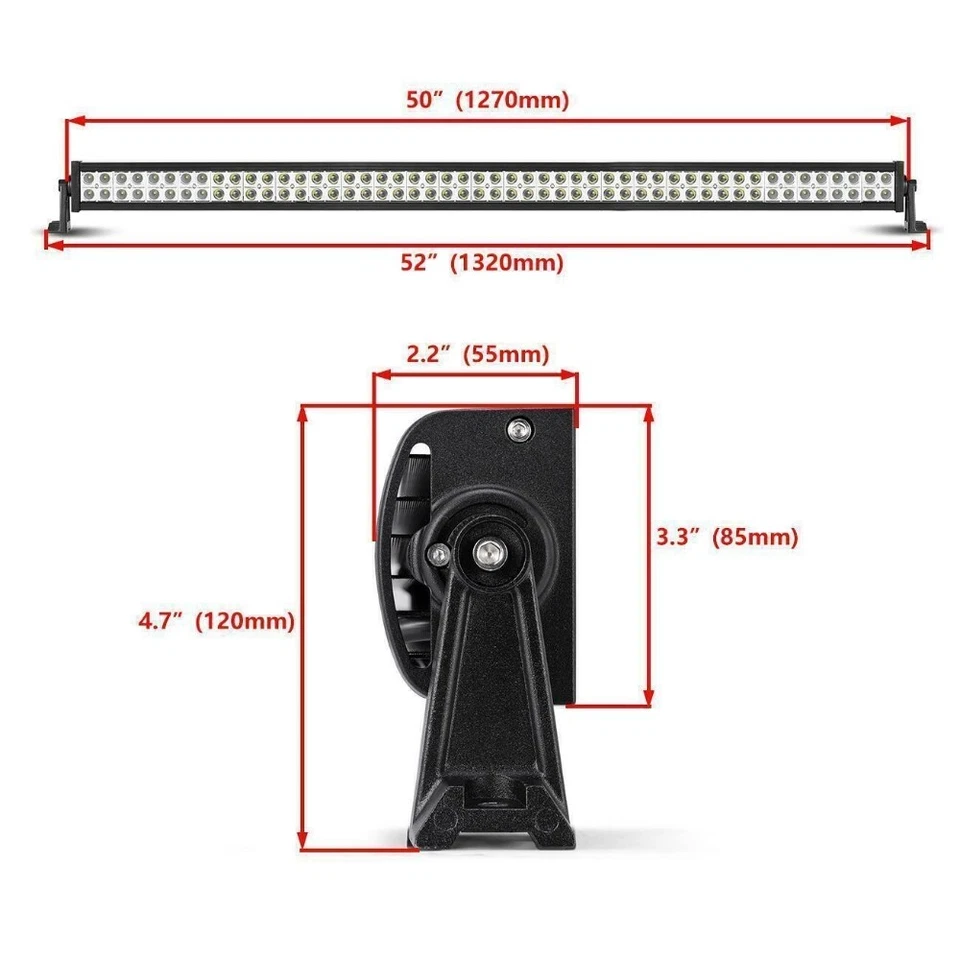 Barra de luz LED 52" 700W para Jeep Wrangler TJ 1997-2006 + Kit combinado de soporte de montaje Foto 4 de 4